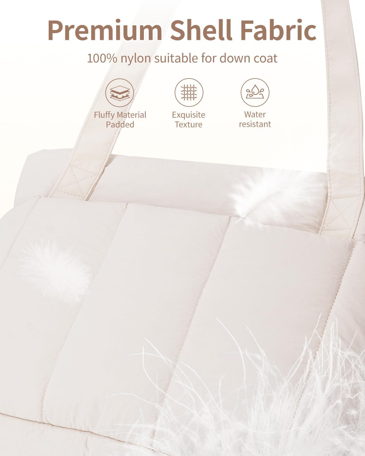 Narwey Puffer Tote Bag for Women Work with Laptop Compartment, Puffy Quilted Work Tote Bags for Travel Carry on Teacher Nurse - Image 2