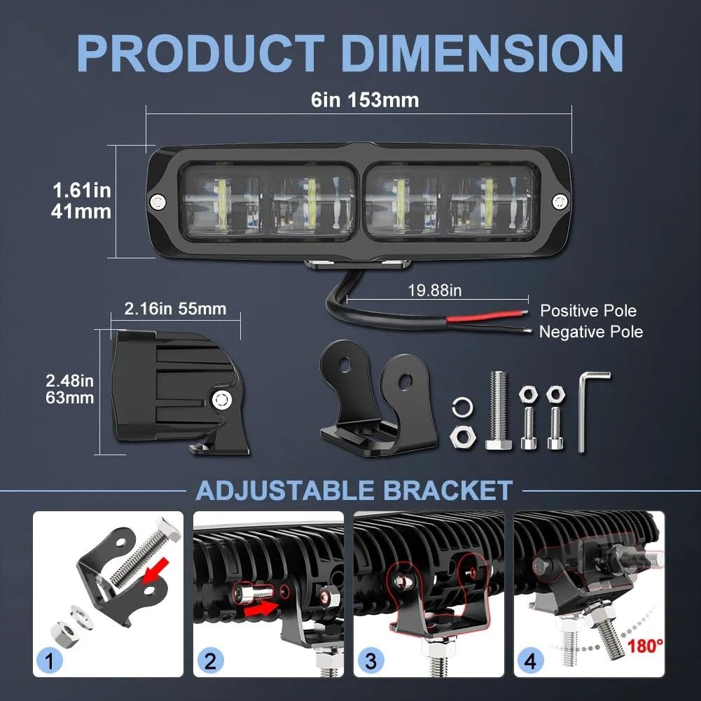 Barra Luz LED Trabajo 6 Pulgadas Con Lente 6D Antiniebla Todoterreno Luces Circulación 12V 24V Coche Camión Barco ATV UTV UAZ 4x4 Luces Antiniebla Luz Niebla(2 piezas)