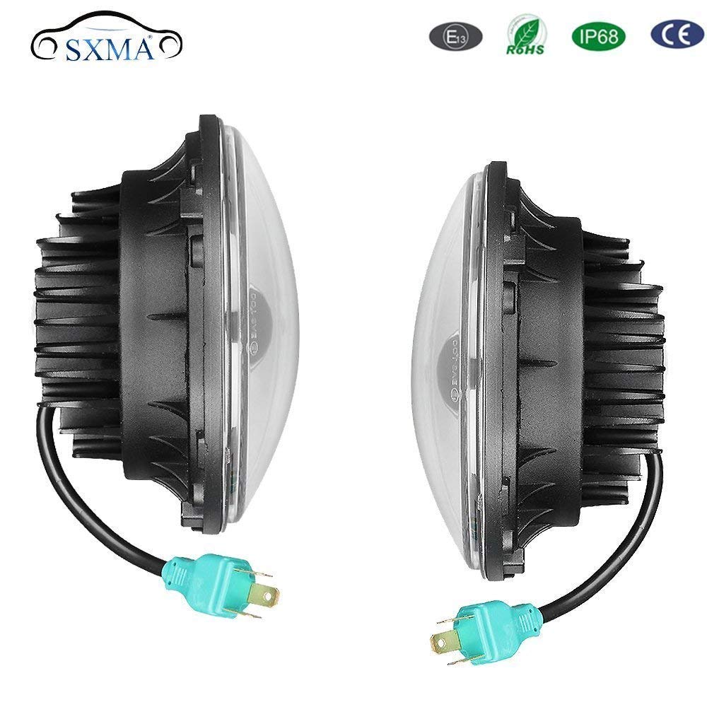 SXMA 2PCS 7 '' 45W Ronde Phare LED Blanc Phares LED Phares pour Jee p Wrangler JK / TJ / LJ / CJ Moto
