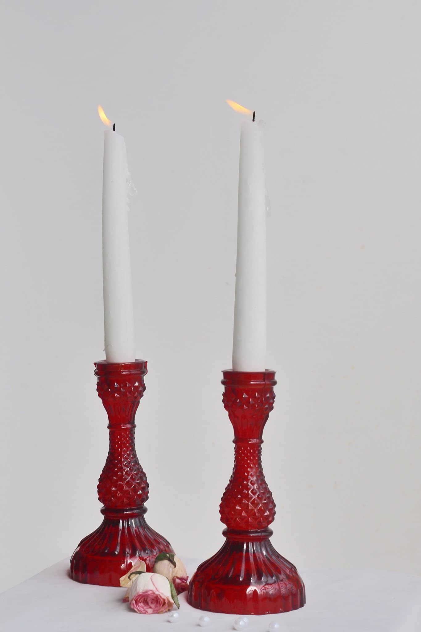Red Vintage Glass Candle Holder | Candle Holder | Antique Candle Holder, MEDIUM, (FND80)-image-23