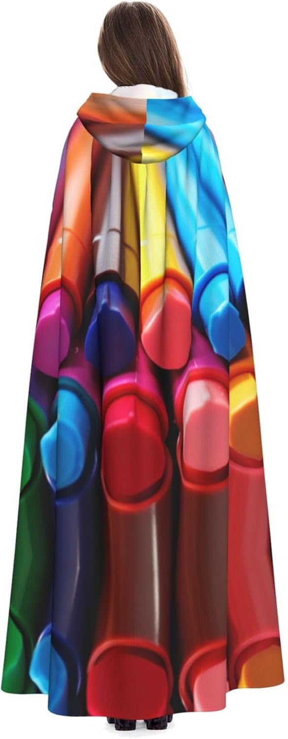 Colorful crayons Unique Darkness Poncho Shawl - Customizable Wearable Blanket for Women, Perfect Halloween Costume Accessory, Knight, Akatsuki, and More