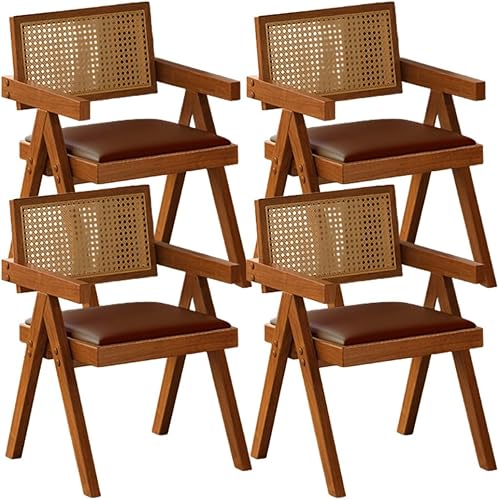 Miniatura 44 de YVYKFZD Juego de sillas de comedor de ratán, sillas de comedor de madera, sillas de cocina con respaldo tejido, sillón tapizado, silla auxiliar