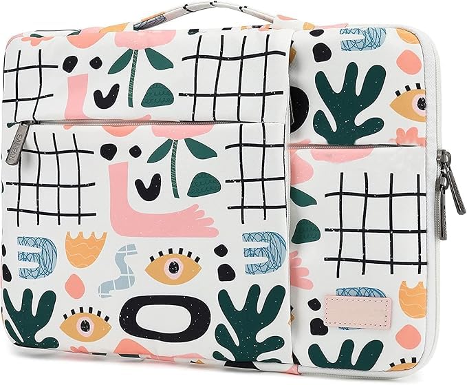 SANFAN 360° Laptop-Schutzhülle mit Griff und Gepäckgurt, Motiv: Sonne, Mond und Sterne auf marineblauem Hintergrund, Garten, 15,6 Zoll (39,6 cm) – 15,9 Zoll (40,6 cm)