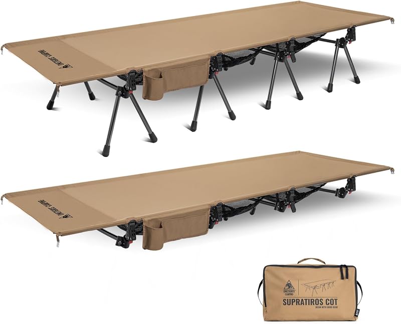 SUPRATIROS Cuna de camping extra grande, cuna de dormir de gran tamaño ajustable en altura con patas extensibles para camping, viajes en auto, camión, playa, siesta en la oficina, soporte resistente de hasta 400 libras