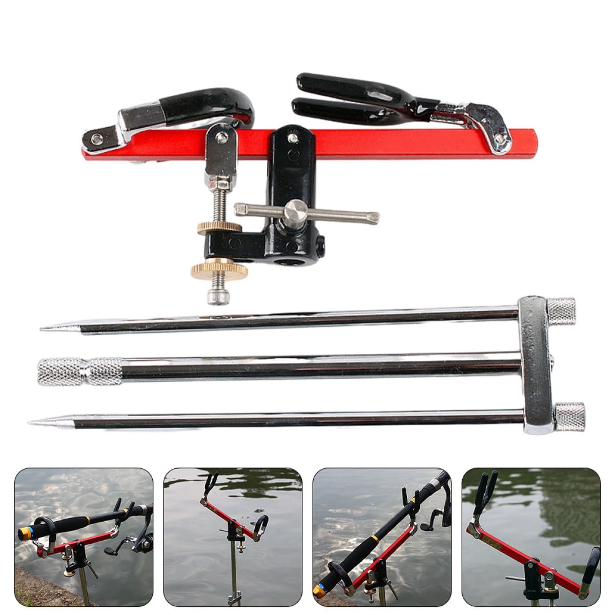 Supporto Portacanne Professionale in Lega di Alluminio Doppio Picchetto Antiscivolo 360° Regolabile Porta-Pesca Versatile per Pesca in Mare e Attività Outdoor Leggero e
