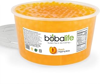 Bobalife Peach Flavoured Popping Boba 32 Servings (1.6kg), Fruit Juice Filled Boba Pearls for Bubble Tea, Iced Drinks, Desserts, Cocktails & Slush | Low Fat, Gluten-Free & Vegan