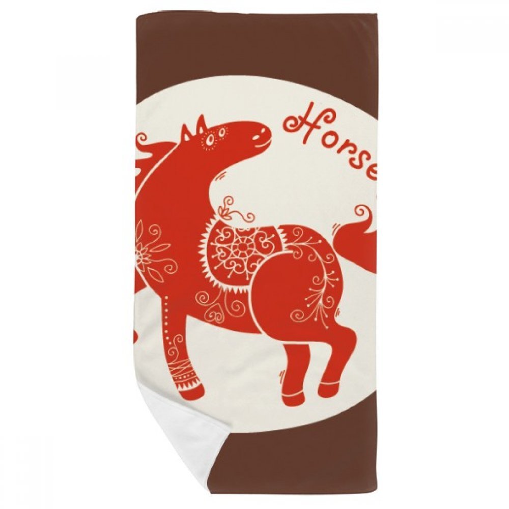 Gant de toilette doux cheval rouge zodiaque chine serviette de bain multicolore 35x70cm