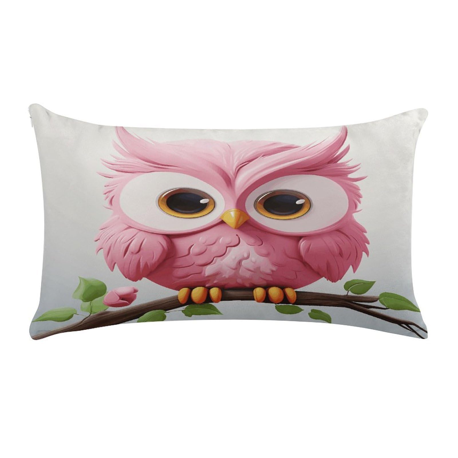 VstaDank A Pink Owl Pillow Cover Pillowcase for All Seasons Short Plush Body Pillow Case Soft Cozy Fuzzy Lumbar Long Pillow Cover for Bed Sofa Bench 20 X 12 Inches