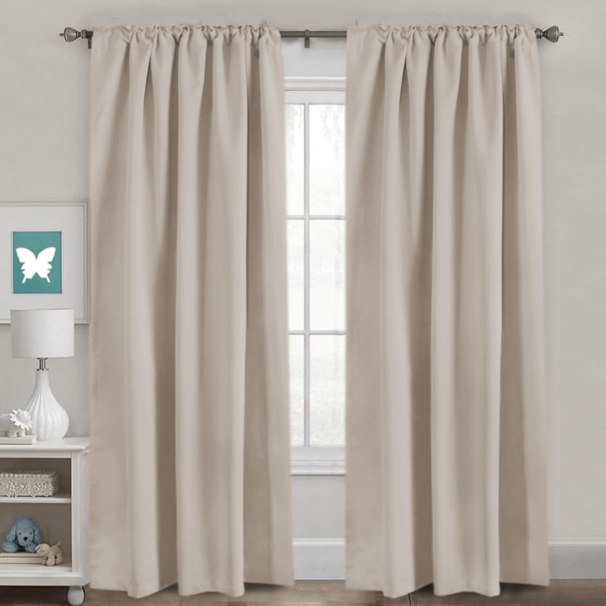 H.VERSAILTEX Blackout Curtains Thermal Insulated Window Treatment Panels Room Darkening Blackout Drapes for Living Room Back Tab/Rod Pocket Bedroom Draperies (2 Panels, Fog, 52 x 84 Inch)