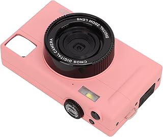 DAUERHAFT Câmera sem espelho, resolução de 15 FPS, monitor LCD de 3 polegadas, zoom digital 16x, micro câmera digital única, 24 milhões de píxeis com cabo USB para estacionamento (rosa)
