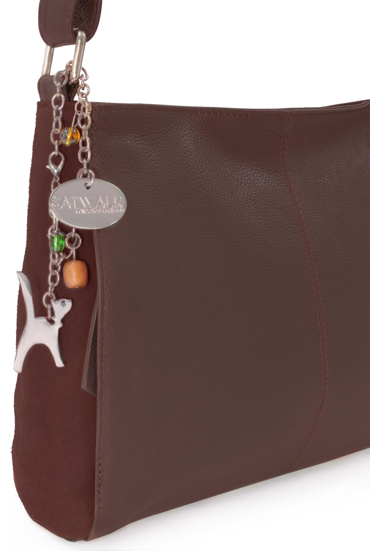 Catwalk Collection Handbags - Borsa a Tracolla Media in Pelle e Camoscio - Borsa a Mano Donna - Formato A5 - Charlotte