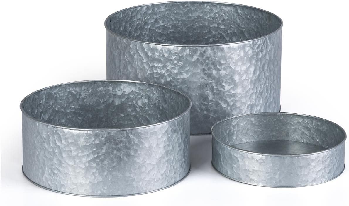 Displays2go Small Metal Plant Stands, Steel w/ Galvanized Coating, Indoor/Outdoor - Silver (SMRGGMR)