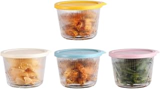 Kitchen Pantry Organizers Storage Jar 4 Pcs Glass Storage Jar with Lid Containers for Snacks Portable Plate