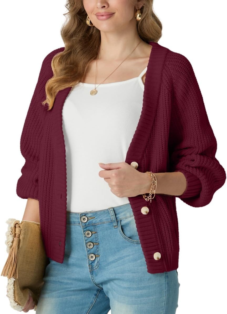 Size L ...GRECERELLE Women's Cardigan Sweater Thick Knitted Open Front Long Sleeve Button Up Loose Casual Oversized Outerwear, S-2XL