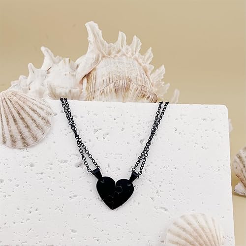 Miniatura 2 de JOYA GIFT Juego de 2 piezas de collar en forma de corazón de acero inoxidable dorado para parejas collar con colgante para él y ella collares a