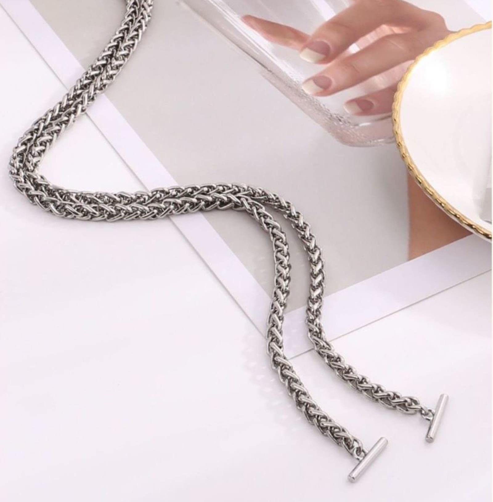 1PCS Stalen Tasketting DIY 5mm Goud Zilver G Zwart Geborsteld Brons Schouder Crossbody Tas Kettingriem for kleine tas Clutch (Color : Gold, Size : 160cm