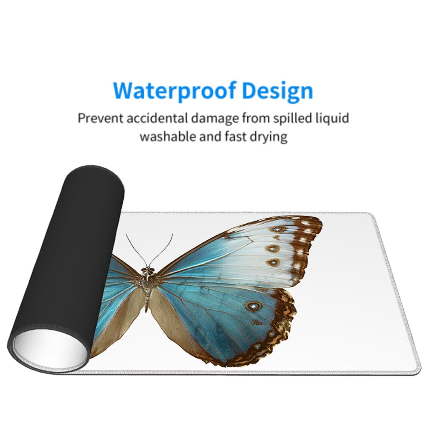 Biała podkładka pod mysz pod mysz pod mysz do gier XXL 1200 x 600 x 3 mm podkładka pod mysz gumowa motyl duża podkładka pod rękę dla graczy wodoodporna podkładka pod mysz PC, do klawiatury laptopa w