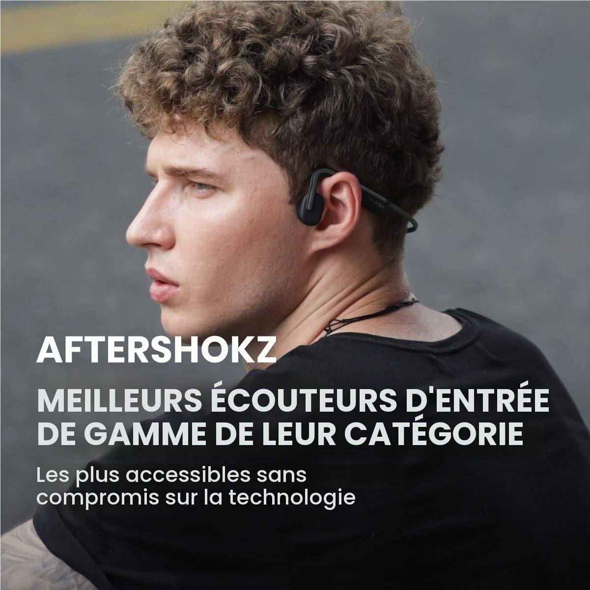 Aftershokz OpenMove Casque Conduction Osseuse à Oreilles Libres, Écouteurs Bluetooth Sport sans Fil avec Micro,Bluetooth 5.0, 6h d’Autonomie, Parfait pour Course, Jogging, Yoga-Gris