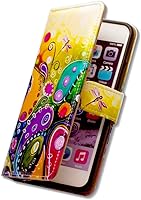 Vista 8 de Bcov - Funda para iPod Touch 7/iPod Touch 6, diseño de libélula colorida funda de piel con tapa y función atril para iPod Touch 7/6/5