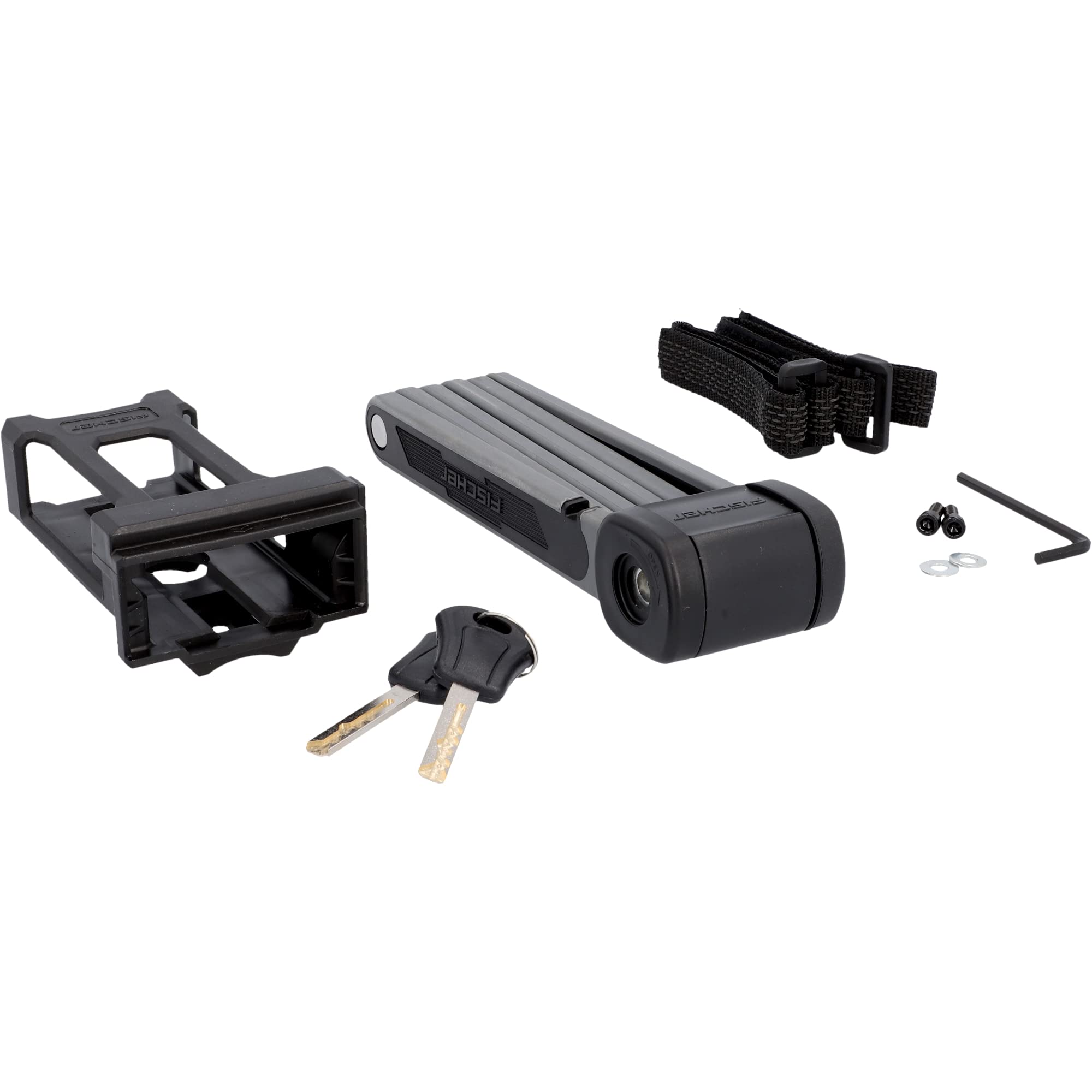 Fischer PROTEC FKS85 Soft Touch Antivol pliable pour vélo avec 2 clés Noir 85 cm
