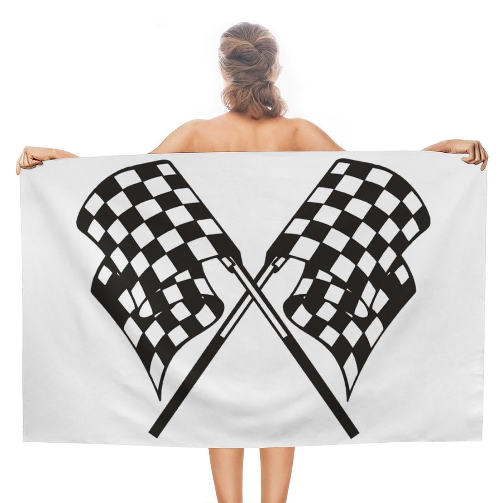 LEDFCVSU Beach Towel, Checkered Flags Race Flag Bath Towel, Absorbent Towel for Swimming, Sports, Travel