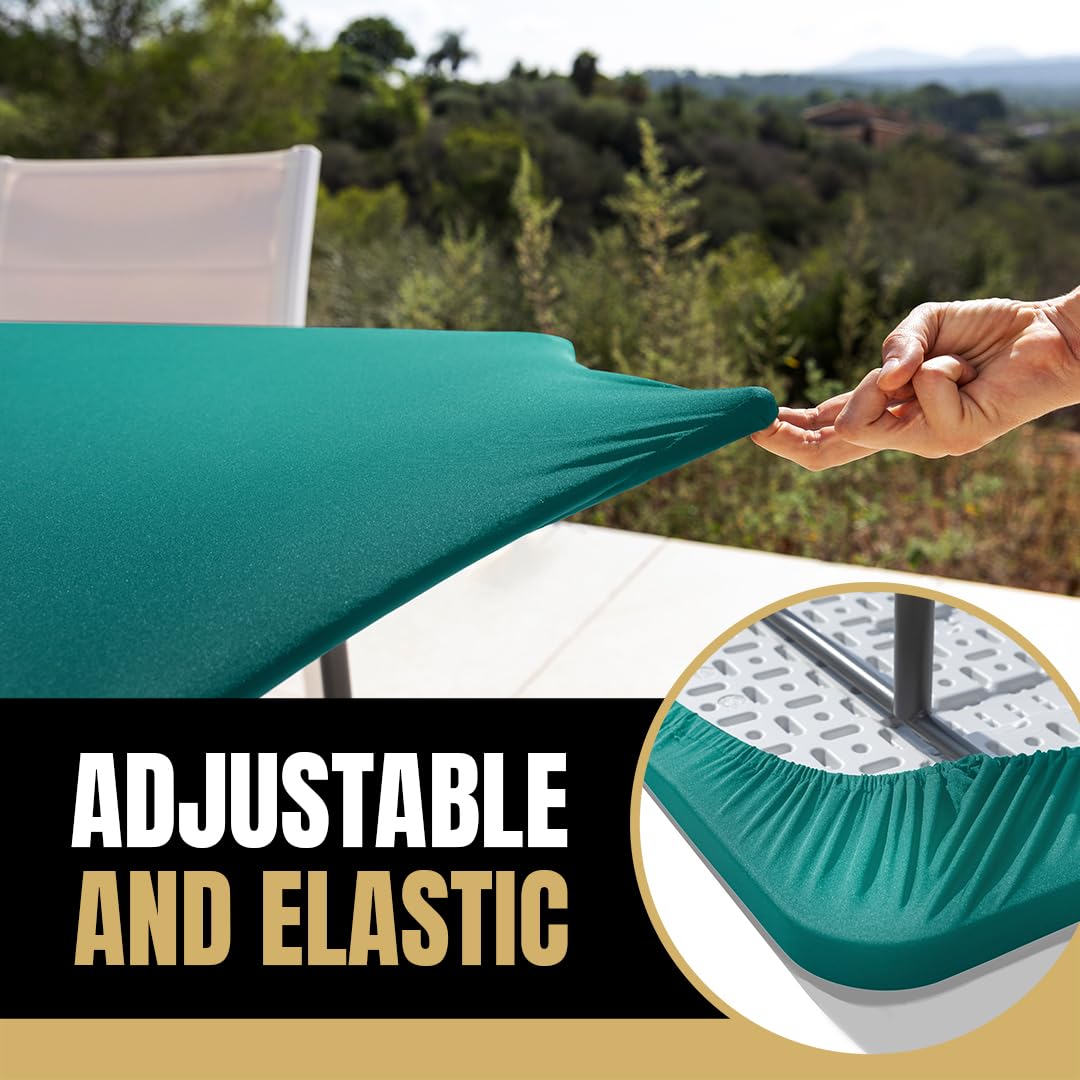 Rectangular Tablecloth with Elastic Band, 182 x 76 cm, Washable Garden Tablecloth, Green, Weatherproof & Non-Slip - Image 3