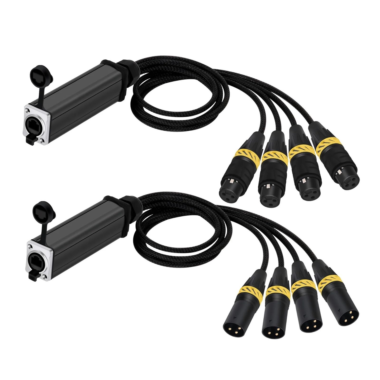 1 paio di cavi di estensione multi-rete Snake a 4 canali, 3 pin, for splitter Ethercon, maschio/femmina a RJ45 femmina.(U2005-D1030H,2m)