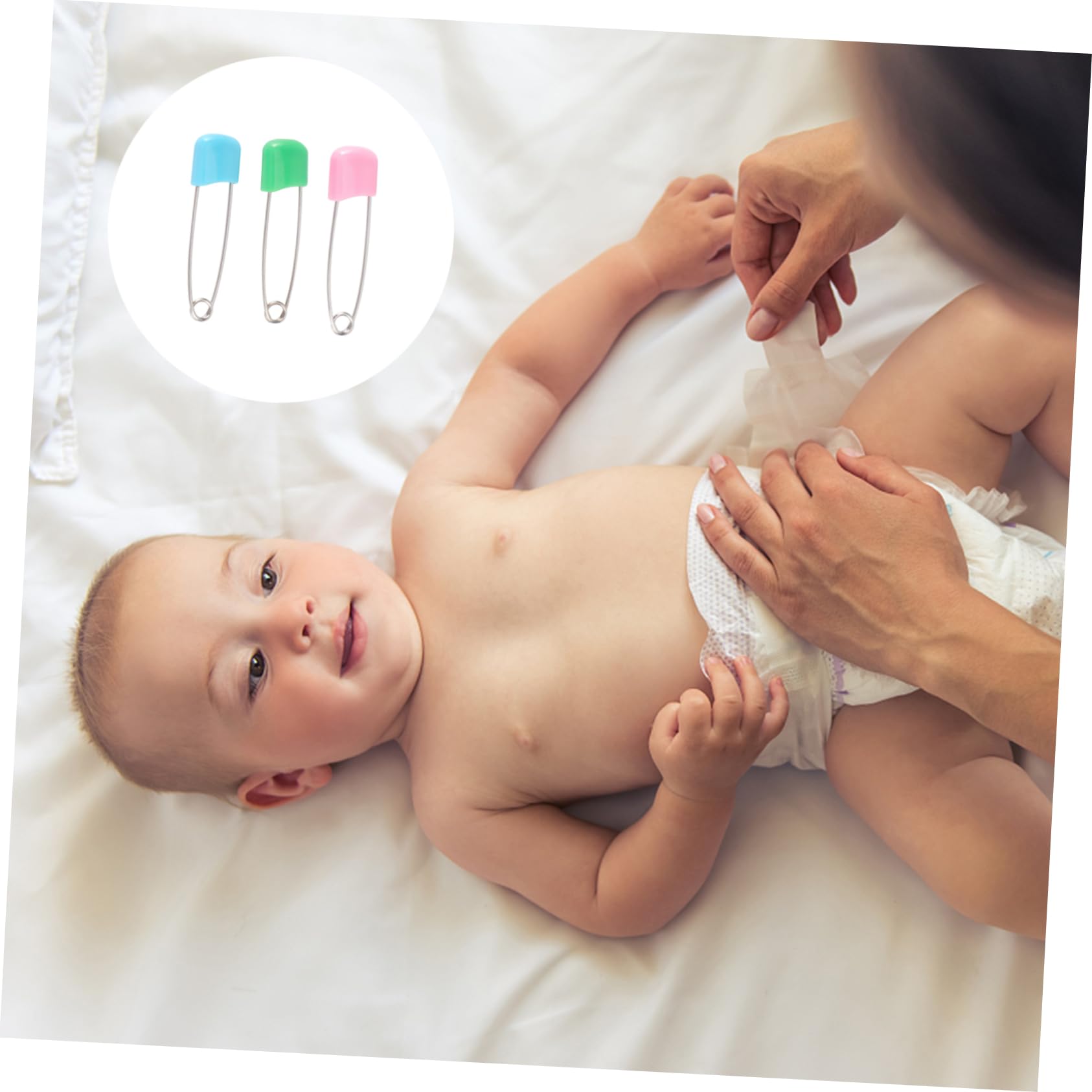 12 Pack Assorted Size S Baby Kids Stainless Steel Hard Plastic Diaper Safety Pins Random Colors