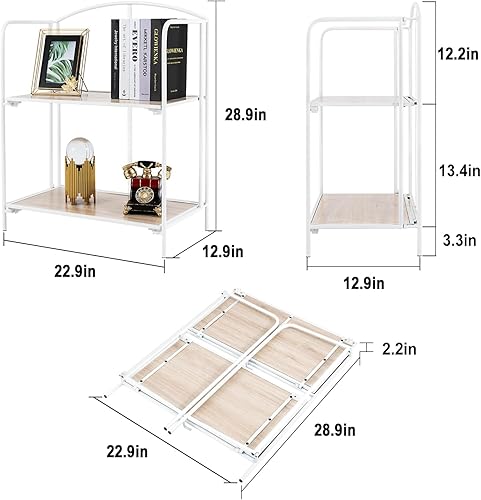 Miniatura 3 de Crofy - Estantería plegable sin montaje para sala de estar, estante plegable de 2 niveles para oficina en casa, organizador de almacenamiento