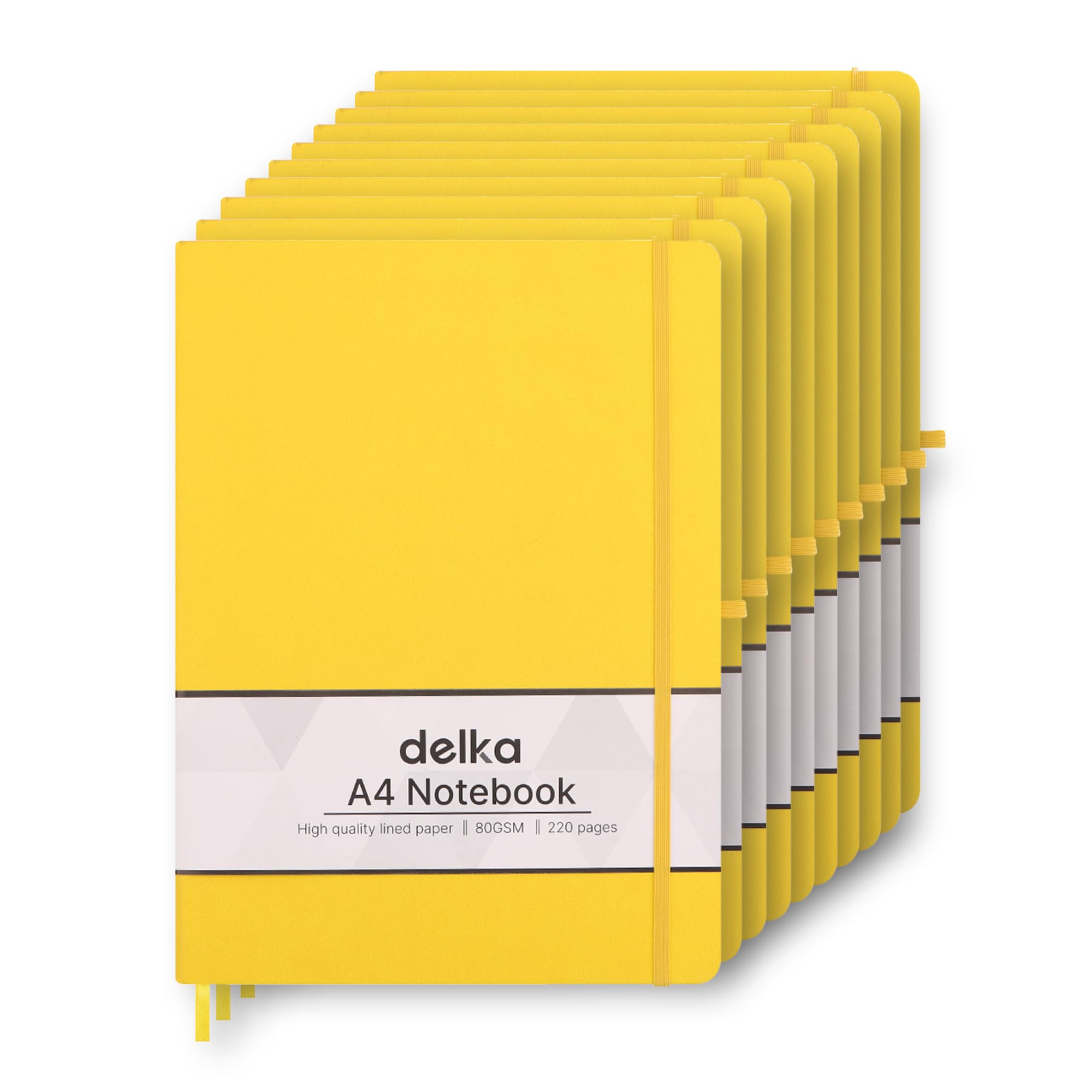 delka A4 Notebook, Notebook A4 Note Book Note Pad Journal Notebook A4 Notepad, Notebook for Office School Home Business Writing & Note Taking (YELLOW, Pack of 10)