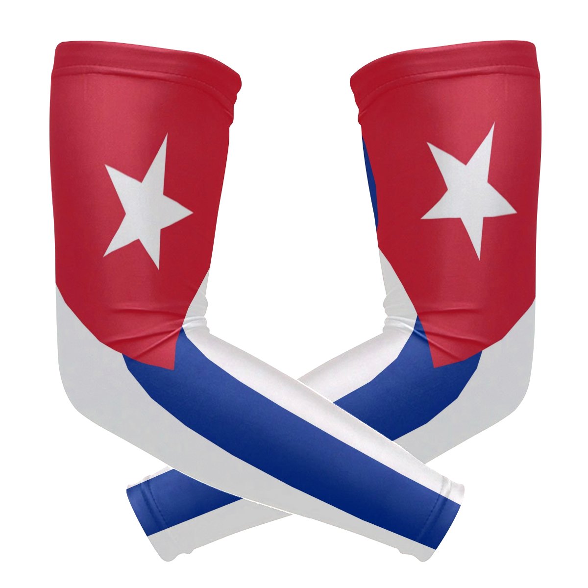 CHLBOJ Cuban Flag Compression Arm Sleeves 1 Pair - 2 Sleeves Youth & Adult Sizes Football Baseball Basketball Cycling Tennis