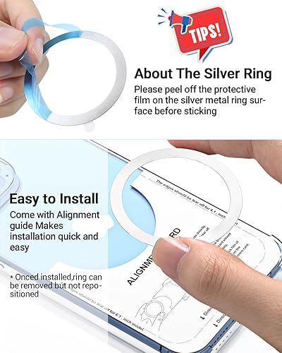 Miniatura 2 de KALAPOP Anillo de Carga Inalámbrica Magnética Magsafe - 6 PIEZAS, Adhesivo Magsafe Ultradelgado (0.4mm), Compatible con iPhone 17Air16151413 Series,