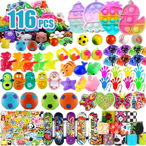 116 Pcs Prizes for Kids Classroom, Treasure Box Toys for Classroom, Treasure Chest, Birthday Party Favors for Kids 4-8, Pinata Fillers Goodie Bag Stuffers, Bulk Valentines Gift for Kids Classroom