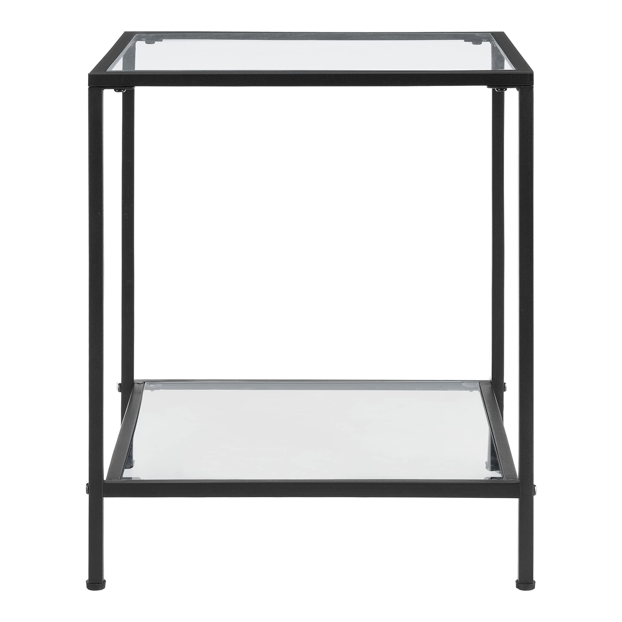 [en.casa] Tavolino da Divano (AxLaxP): 55 x 45 x 45 cm Tavolino Basso da Salotto/Soggiorno/Camera da Letto - Ripiani di Vetro Temperato e Telaio Nero in Acciaio