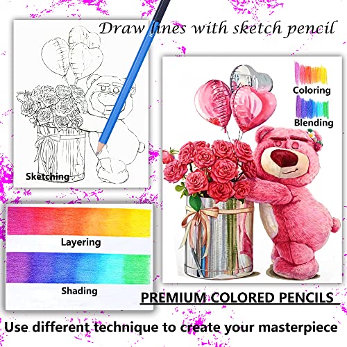 Kalour 132 Colored Pencils Set,With Adult Coloring Book And Sketch Book,Artists Colorless Blender,Zipper Travel Case,Soft Core,Ideal For Drawing Sketching Shading,Art Supplies For Beginners Kids #TOP3