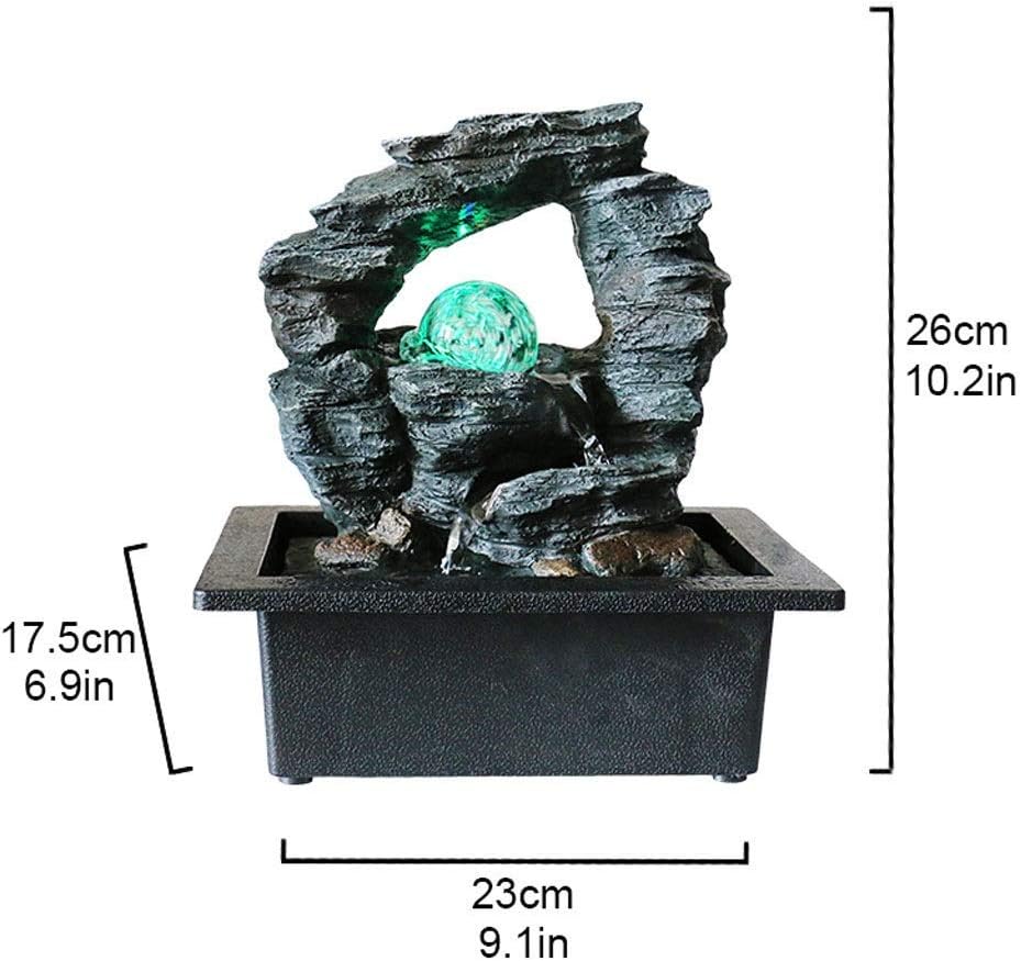Indoor Fountains Tabletop Water Fountain-10 Mountain Stone Formation Waterfall with LED Light and Electric Pump for Office Home Décor Garden Decor (C)