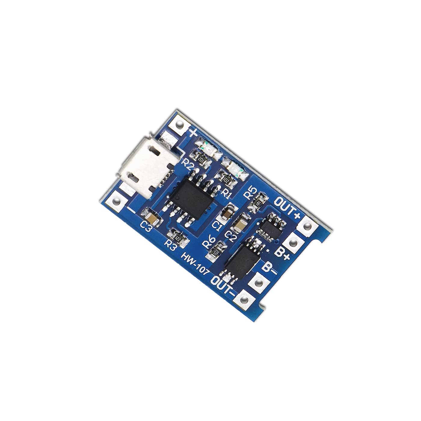 electronic spices tp4056 micro usb 5v 1a lithium battery charging module (b-type) pack of 1pcs