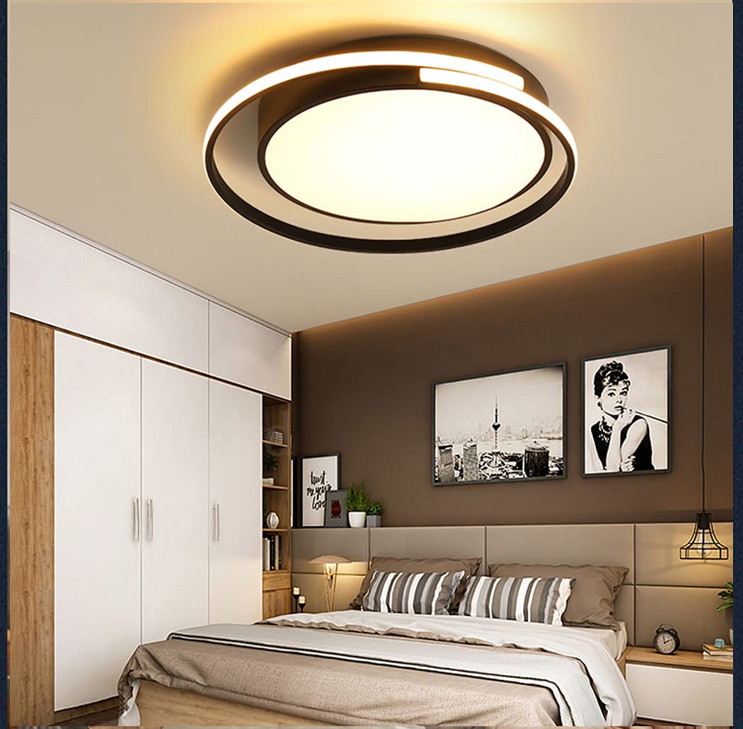 Plafoniera LED Moderna Dimmerabile 80cm Con Telecomando - Lampada A Soffitto Anello Nero Per Soggiorno Camera Da Letto