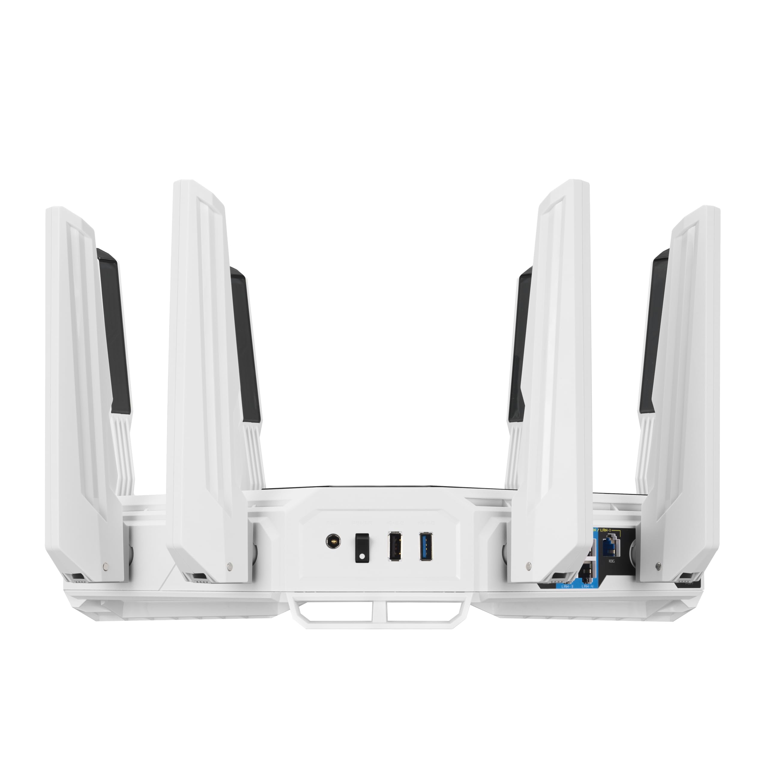 ASUS GT-BE19000AI Router de Juego AI Tri-Band WiFi 7 (802.11be), Ancho de Banda de 320 MHz y 4096-QAM, MLO, Dos Puertos 10G, AI Game Boost, Red de Juegos, Aura RGB, Soporte AiMesh, Guest Network