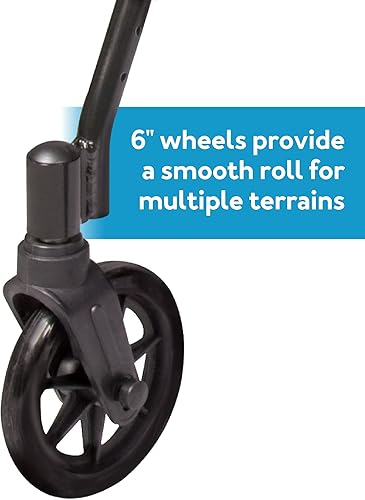 Miniatura 11 de Carex Step 'N Rest - Andador de aluminio para personas mayores, rosa, andador con asiento, con soporte para la espalda, ruedas de 6 pulgadas,