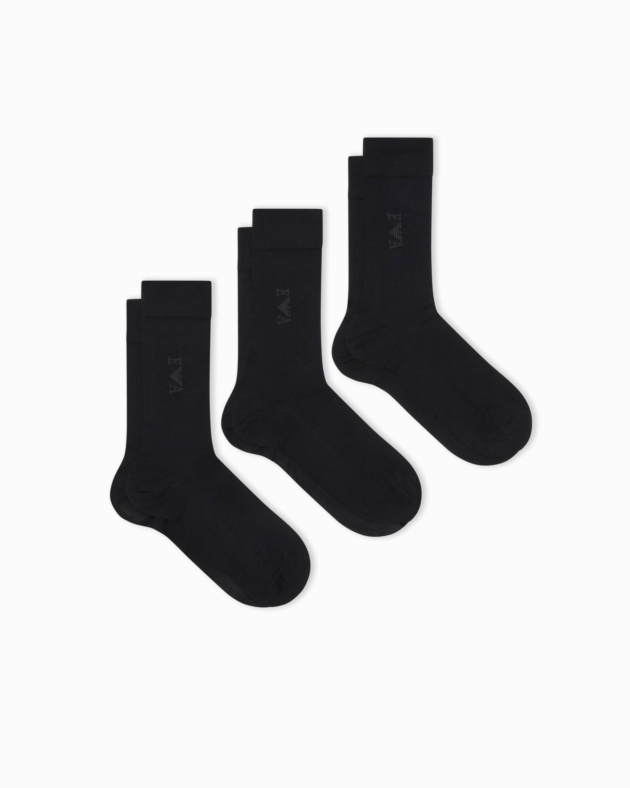 Emporio Armani MAN'S TONAL LOGO 3-PACK SOCKS SHORT BLACK TU