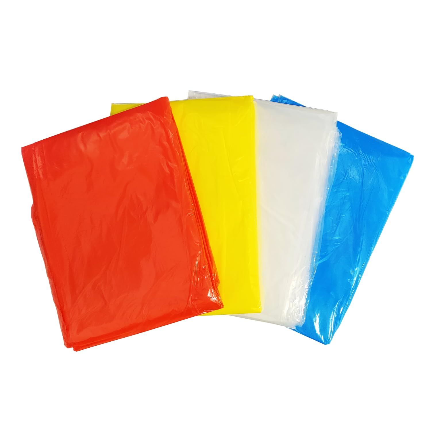 4 szt. Wodoodporny jednorazowy ponczo przeciwdeszczowy, ultralekki 40 g, wiatroszczelna peleryna przeciwdeszczowa z kapturem dla mężczyzn, kobiet, dzieci, unisex, Wielokolorowe