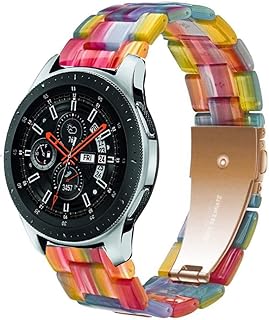 SPINYE Band Compatible with Samsung Gear S3 Frontier / Classic / Galaxy Watch 46mm / Galaxy 3 45mm / Huawei Watch 3 / GT2 46mm, 22mm Colorful Resin Replacement Strap for Women Men (Rainbow)