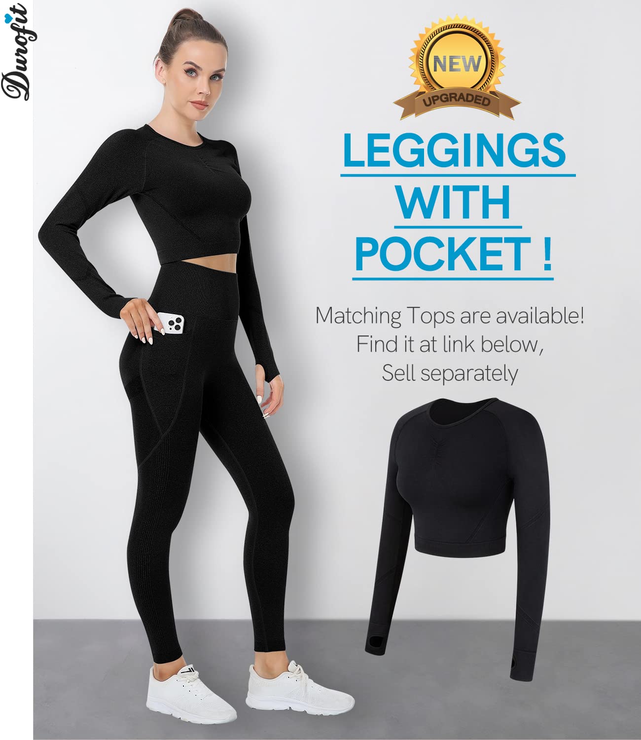 DUROFIT Leggins Donna Push up Leggings Sportivi Vita Alta Anticellulite Pantaloni Palestra per Fitness Yoga Pant