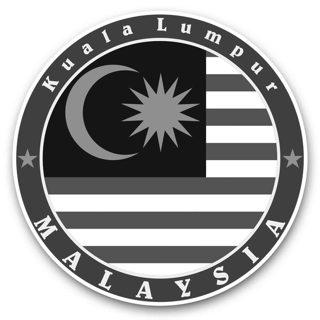 Destination Vinyl Ltd Bw Malaysia Kuala Lumpur Travel Flag 40271 2 X 7.5Cm Vinyl Stickers - Malaysia Kuala Lumpur Travel Flag Decals 40271