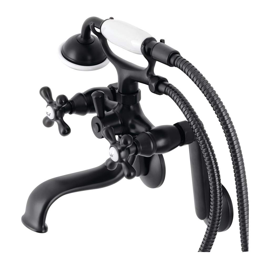 Robinetterie baignoire noire mate Kingston Brass pour salle de bain rétro