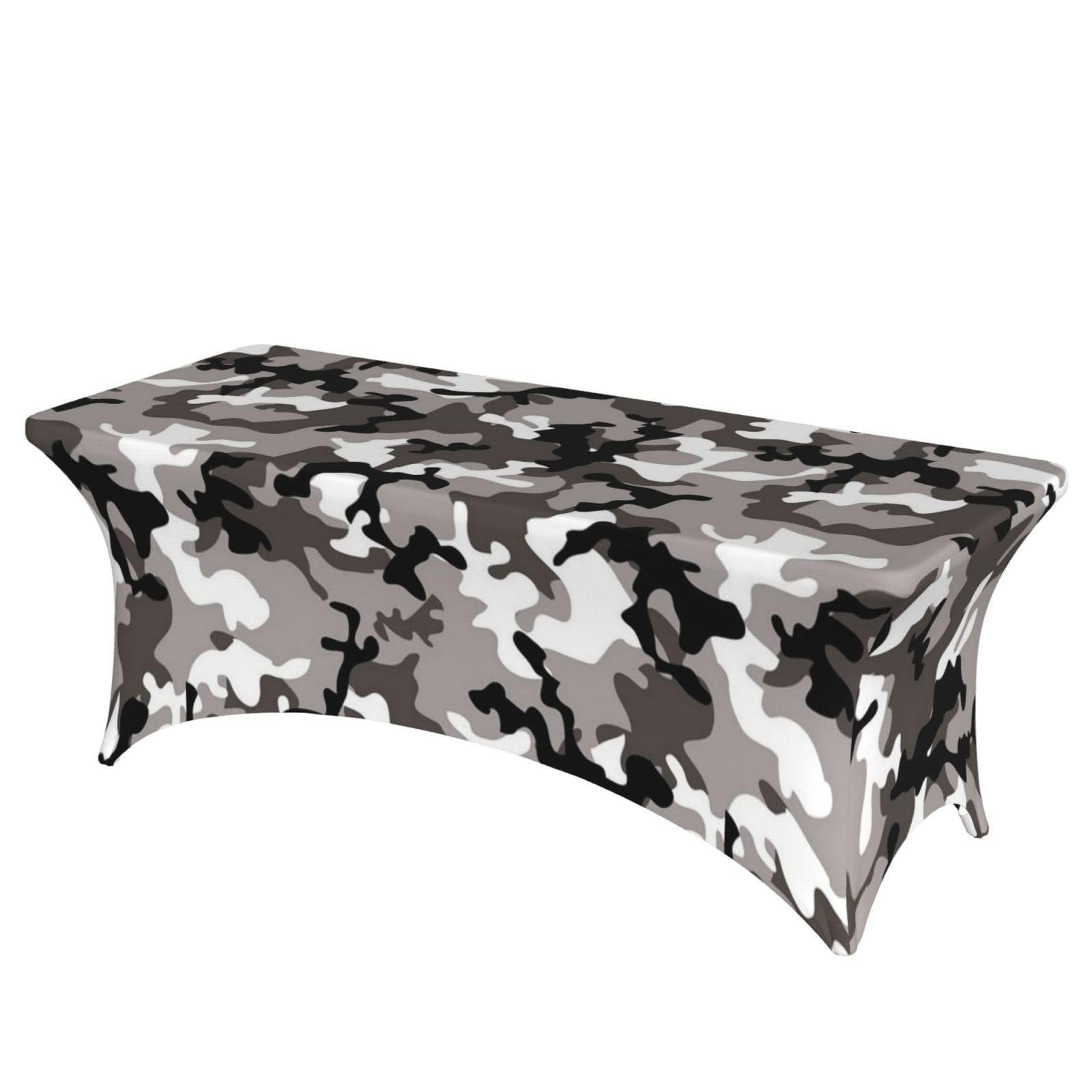 ERCgad Black Grey White Camo Print Rectangular Tablecloth Dining Banquet Party Events Home Celebration Table Cover
