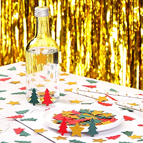 Image of Christmas Holiday Confetti Glitter Sprinkles Red Green White Christmas Tree Star Table Confetti 300pcs,Thanksgiving, Weddings, New Years, Birthdays, Winter Party Decoration Lasting Surprise