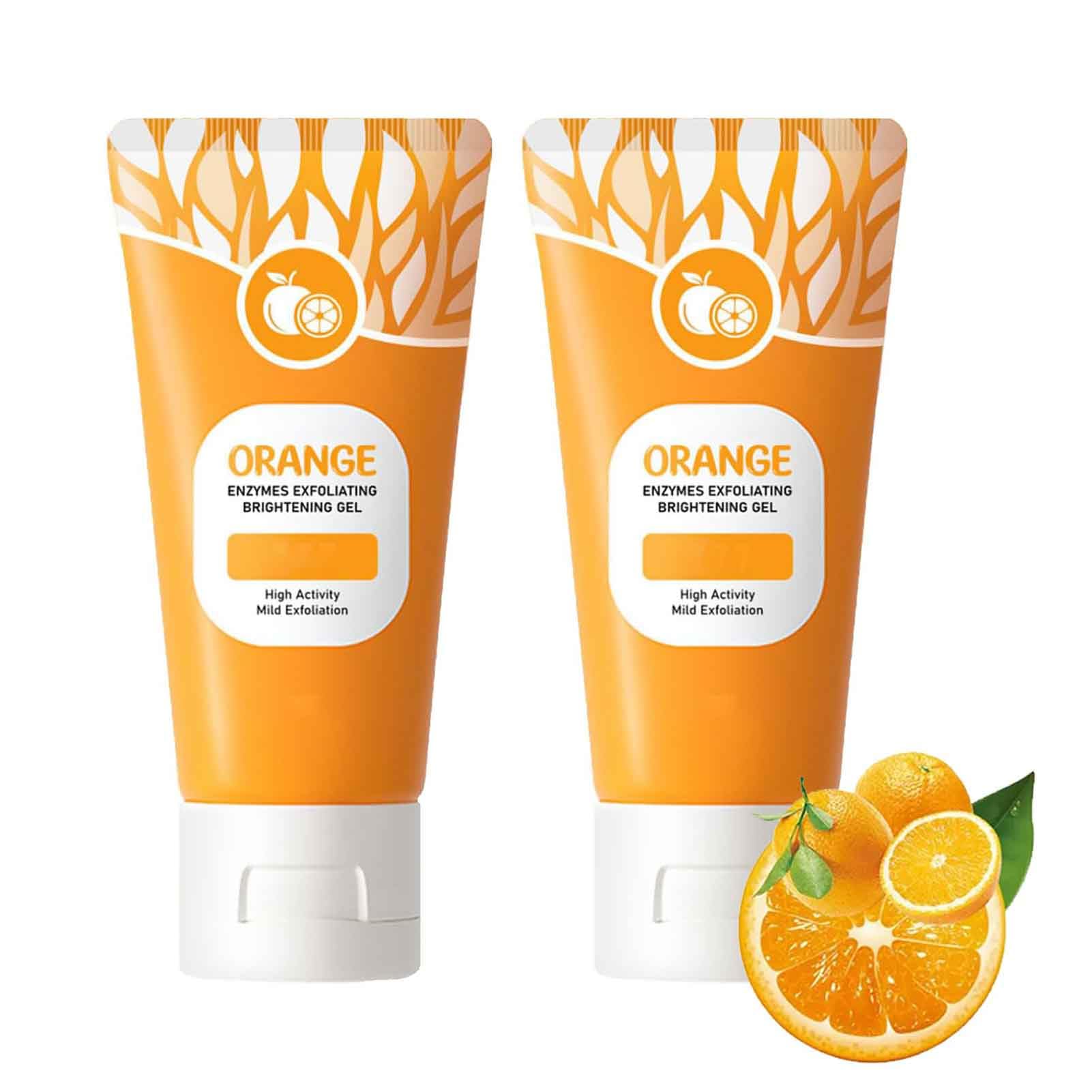 Miokuko 2Pcs Orange Exfoliating Gel, Orange Exfoliating Whitening Gel Scrub Face Body Skin, Brightening Exfoliating Peeling Gel, Moisturising Exfoliator For All Skin (2Pcs)