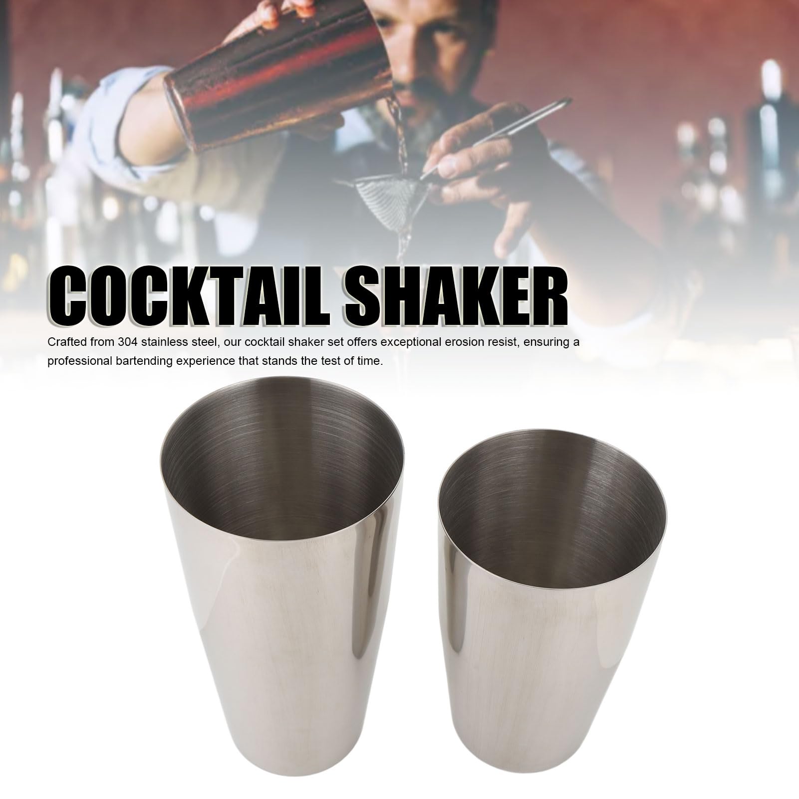 Greensen Shaker Boston per Cocktail in Acciaio Inossidabile 304, Set da 18 oz (500 ml) e 28 oz (800 ml), Strumento Professionale per Bartender e Mixologist